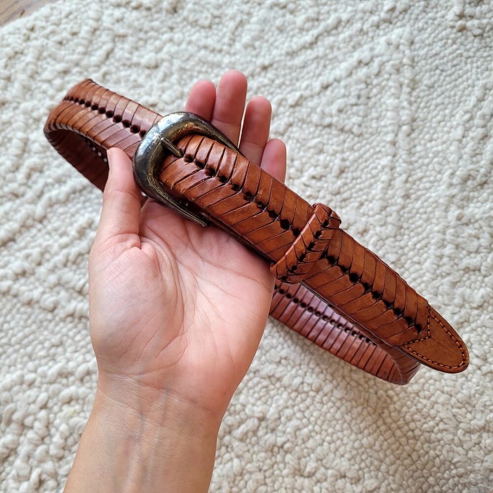 Vintage Western Fishtail Braided Leather belt Sz 30